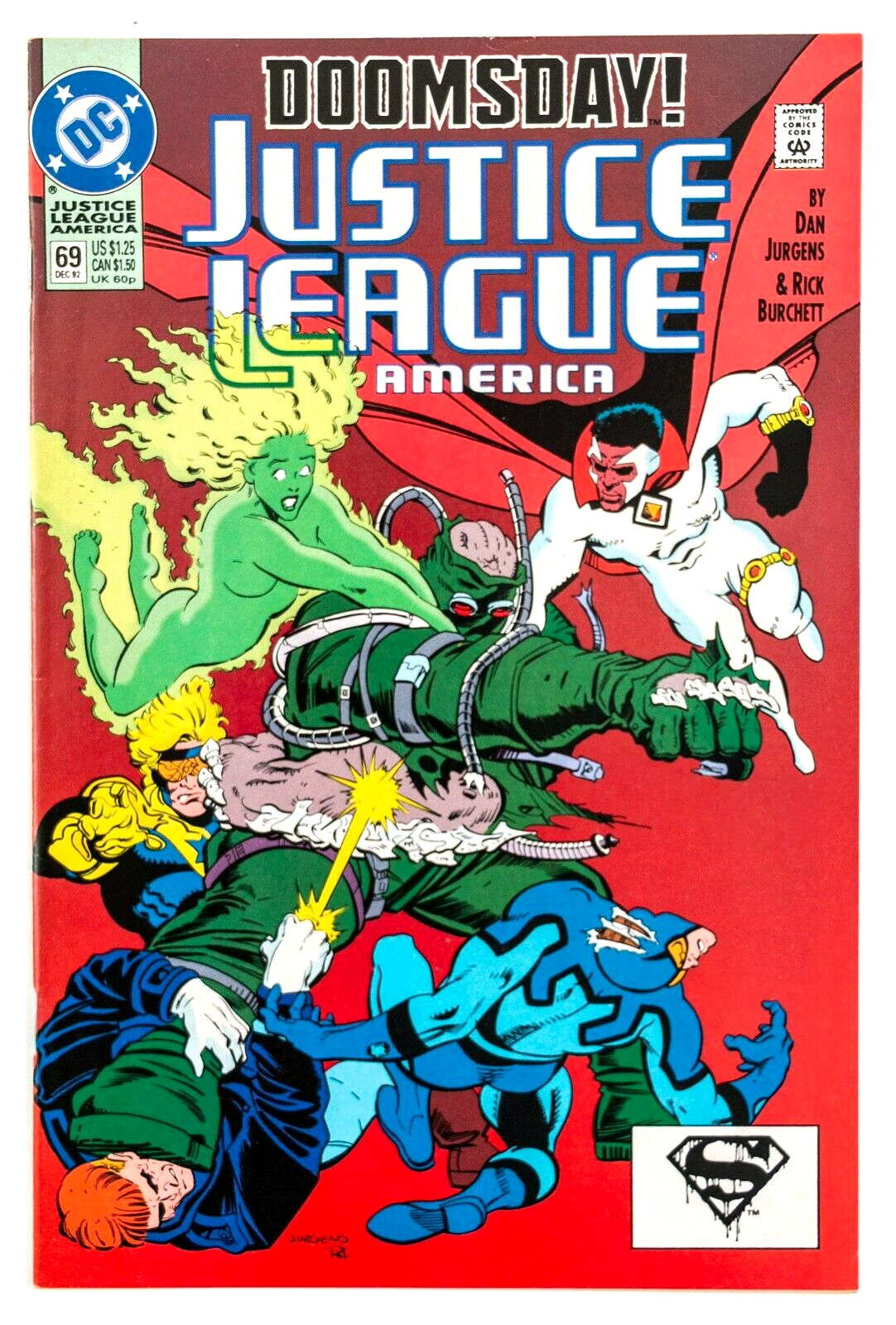 Justice League America #69 (1992 DC, 1st Print) Doomsday! Death of Superman!