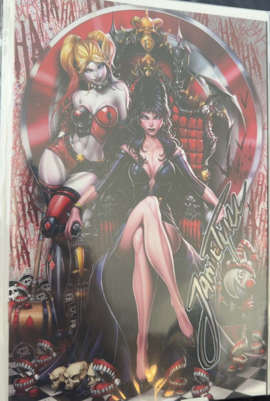 HARLEY QUINN Elvira #1 Jamie Tyndall Virgin Variant Signed COA