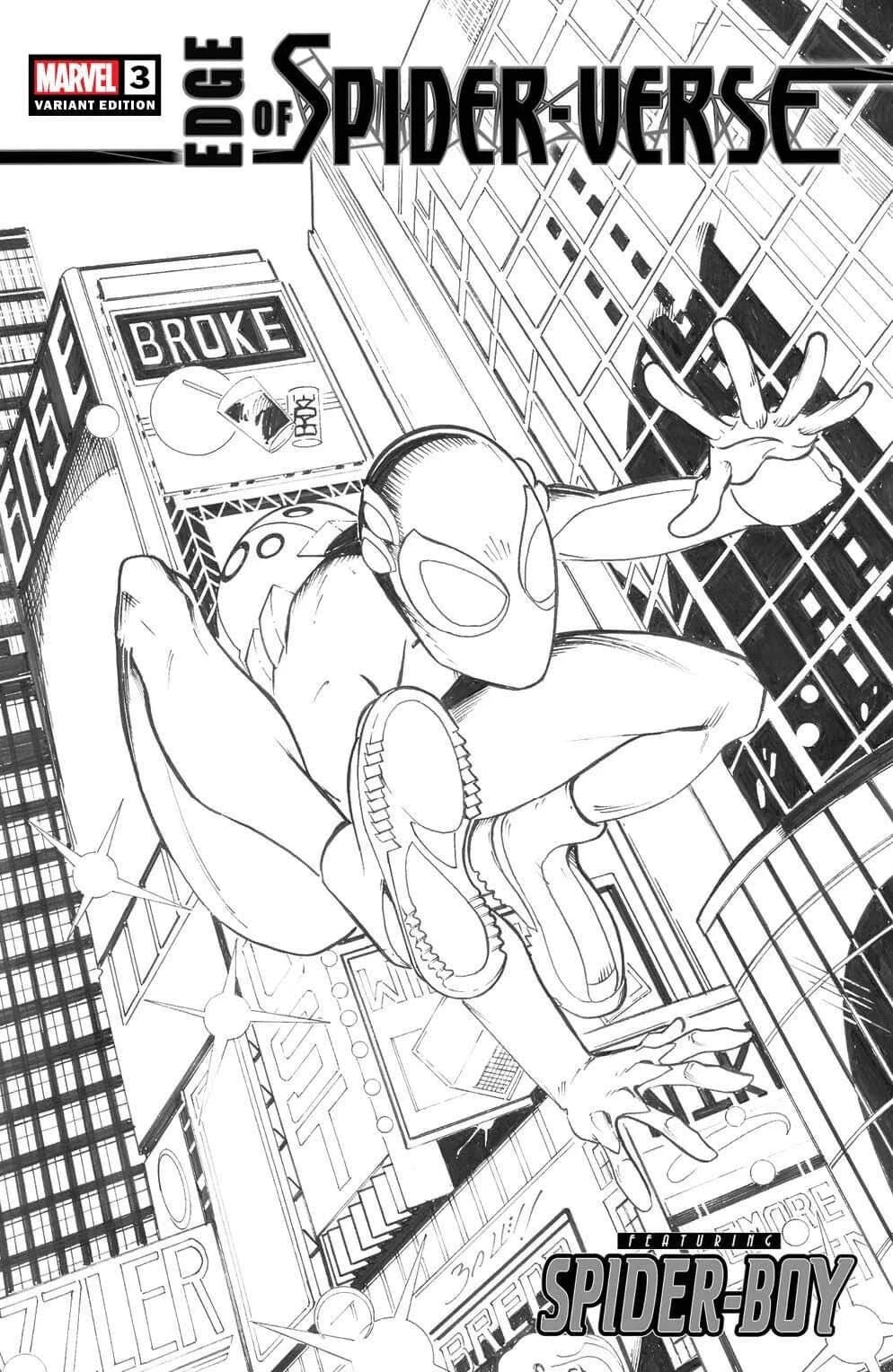 EDGE OF SPIDER-VERSE 3 JC JONATHANCOMICS BAGLEY HOMAGE black and white cover